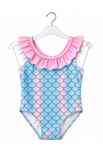 RAPAPA Girls' Mermaid Patterned Swimsuit