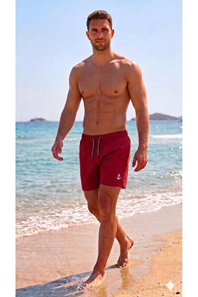 My-o Çapa Detail Men's Swim Shorts Quick Drying Zippered Double Pockets - Tie...