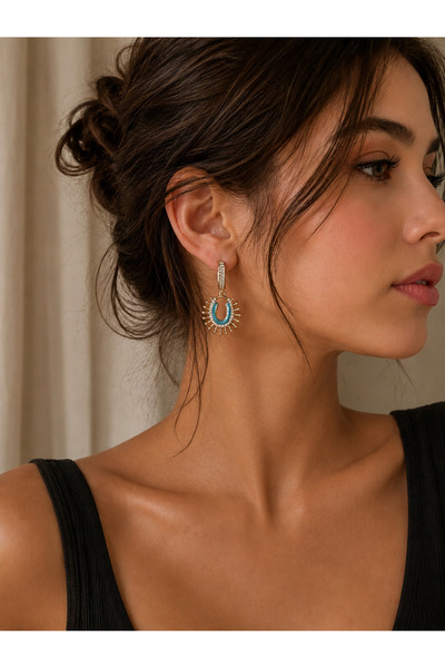 ZEYNORA JEWELLERY Mavi Gold Nal küpe