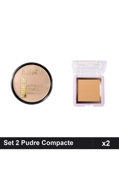 Makeup Set 2 Pudre Compacte Eveline Cosmetics Anti-Shine & Ruby Rose, Machiaj...