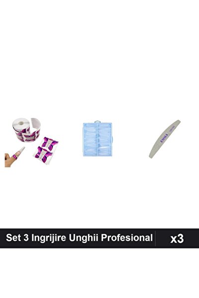 Makeup Set 3 Ingrijire Unghii - Sablon Fluture, Tipsuri Reutilizabile 120buc,...