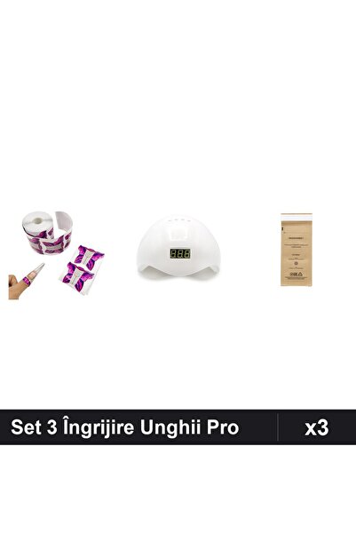 Makeup Set 3 Îngrijire Unghii Profesională - Șabloane Fluture 300buc, Lampă U...