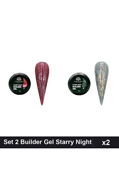 Makeup Set 2 Builder Gel Starry Night 15g, Nuante 07 08, Constructie Unghii U...