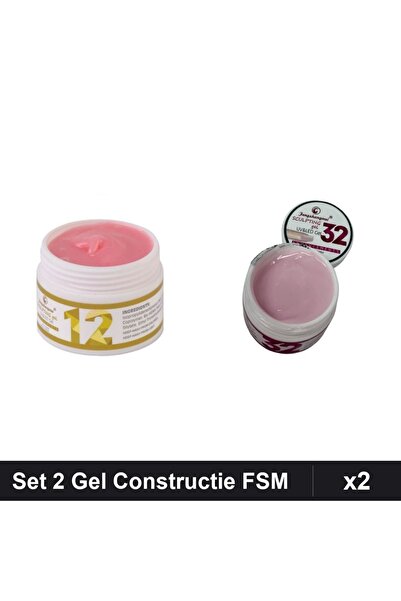 Makeup Set 2 Geluri Constructie UV LED FSM 15g, Nuante 12 și 32, Manichiură P...