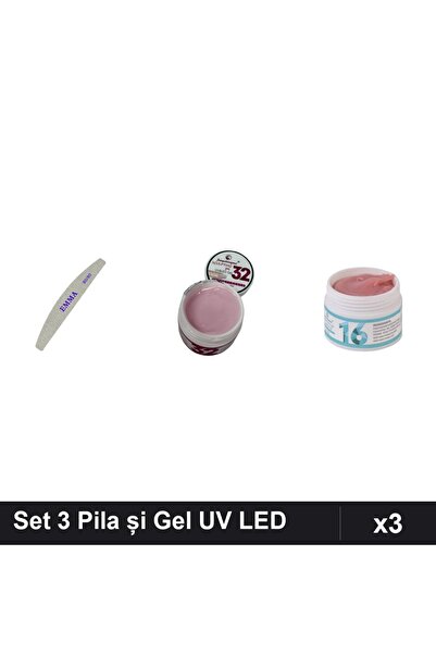 Makeup Set 3 Pila Unghii EMMA și Gel Constructie UV LED FSM 15g, Manichiura P...