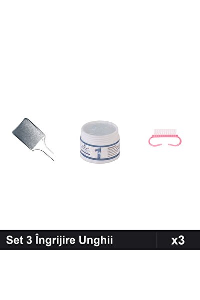 Makeup Set 3 Unghii: Pilă Calcaie Neagră, Gel Constructor UV LED Transparent ...