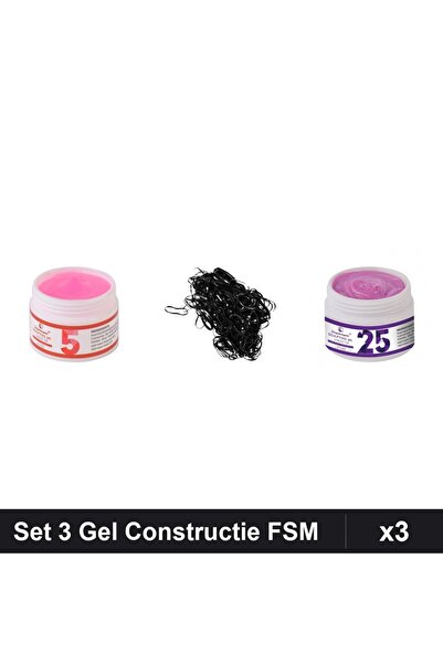 Makeup Set 3 Gel Constructie UV LED FSM 15g, Nuante 05 și 25, Manichiură Prof...