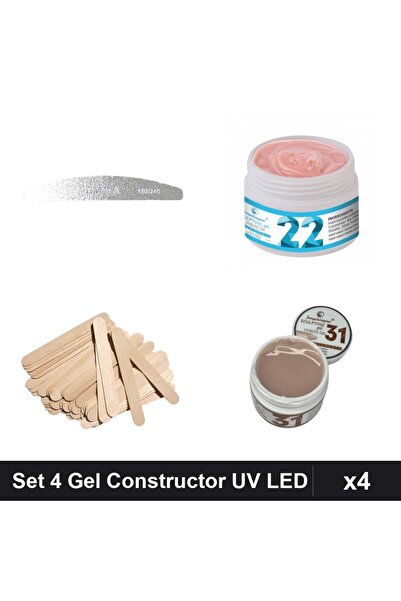 Makeup Set 4 Unghii Gel Constructor UV LED FSM 15g, Pila Emma 150/240, Acceso...