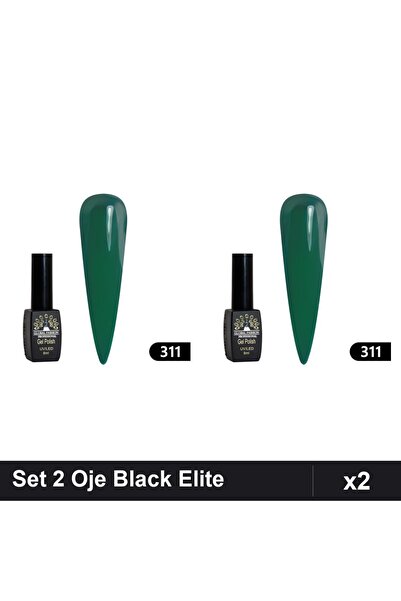 Makeup Set of 2 Semi-permanent Nail Polish Black Elite 8ml, Shade 311, UV/LED...
