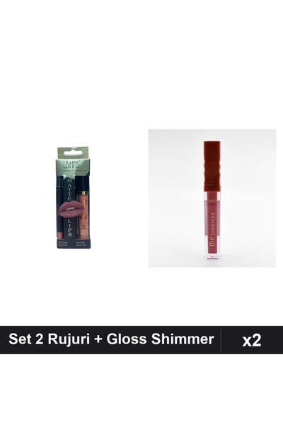 Makeup Set of 2 Ushas Lipsticks no. 17 + Gloss Shimmer Ruby Rose 05, Lip Makeup