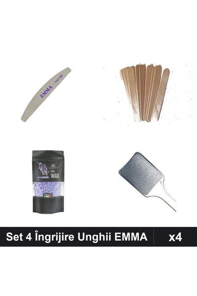 Makeup Set 4 Îngrijire Unghii EMMA, Pilă 100/180, Spatule Ceară, Epilare Lava...