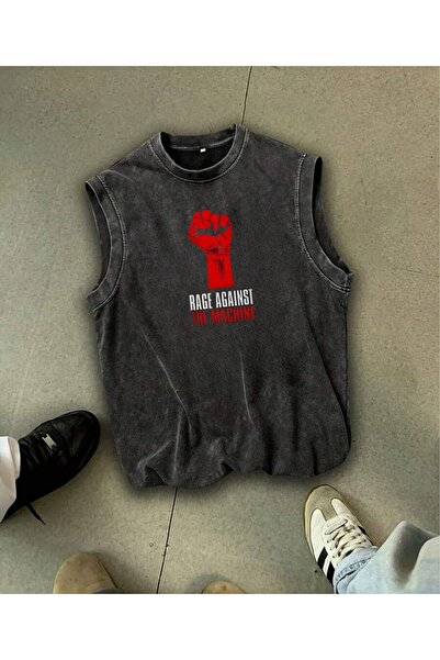 Le Savu Ratm Printed Crew Neck Washed Vintage Unisex Oversize Athlete T-Shirt