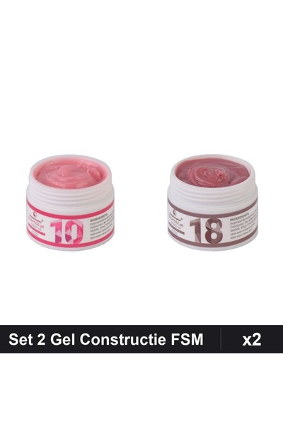 Makeup Set 2 Gel Constructie UV LED FSM 15g, Nuante 10 și 18, Unghii Gel