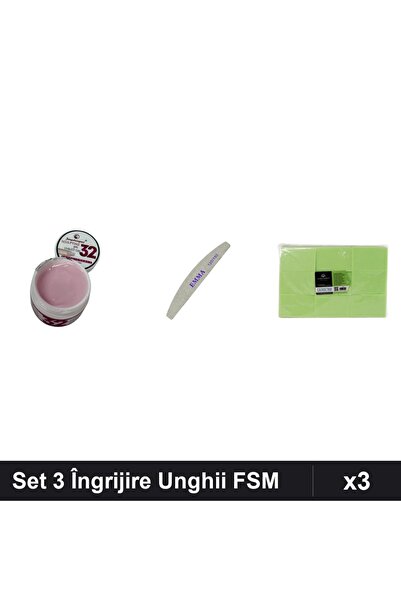 Makeup Set 3 Îngrijire Unghii FSM - Gel Constructie UV 15g, Pilă EMMA, Șerveț...