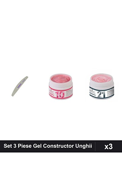 Makeup Set 3 Piese Ingrijire Unghii: Pila EMMA 120/150 + 2x Gel Constructor U...