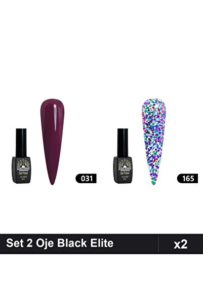 Makeup Set 2 Oje Semipermanente Black Elite 8ml, Nuante 031 165, Manichiura UV