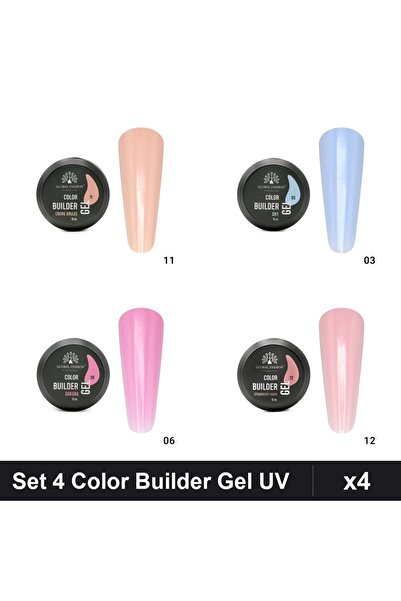 Makeup Set of 4 Color Builder Gel Global Fashion 15g, Shades Creme Brulee Sky...