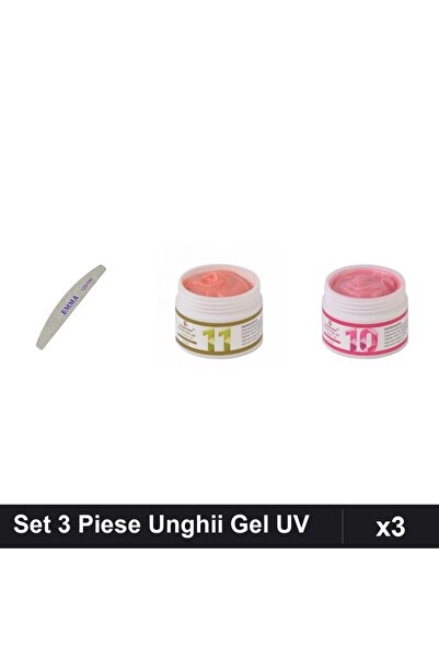 Makeup Set 3 Piese Ingrijire Unghii - Pila EMMA 150/240 + 2x Gel Constructie ...