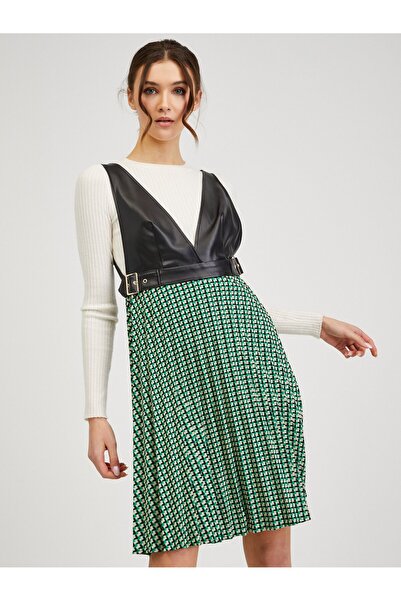 ORSAY Rochie de damă neagră și verde cu model