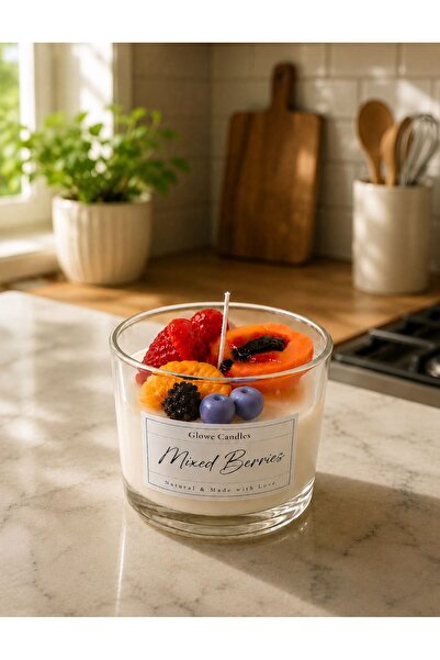 Glowe Candles Glowe Mixed Berries Kokulu Dekoratif Meyveli Soya Mum