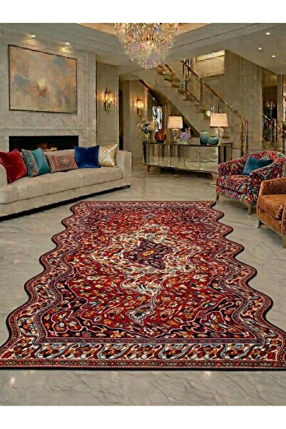 Rugs Modern Halı SDT Dalgalı Kenar Kırmızı Sürrealist Geleneksel Türk Dokuma ...