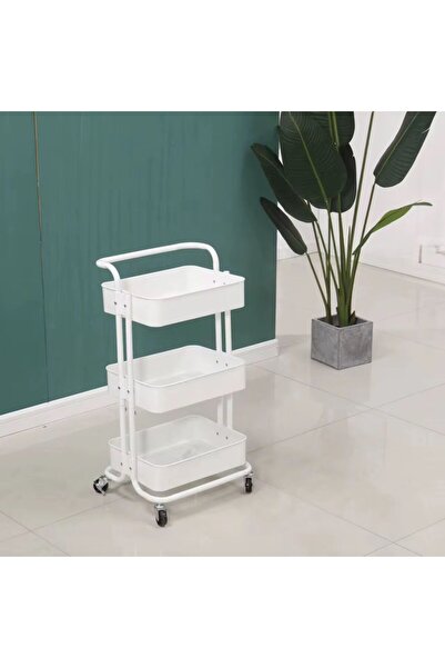 MOSTAFA 3-Tier Multi-Purpose Metal Organizer Trolley with Wheels for Office, ...