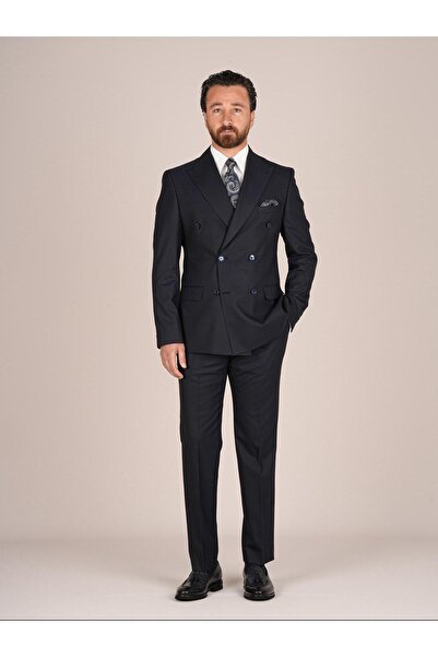 PAREZ Men's Slim Fit Italian Style Wool Woolen Fabric Double Breasted Suit Ja...