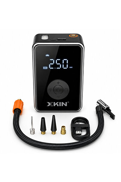 XKIN Araç Hava Pompası Şarjlı Taşınabilir Powerbank Özellikli Siyah