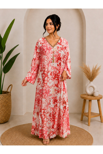 ŞKR Floral Patchwork Jalabiya / Kaftan Dress