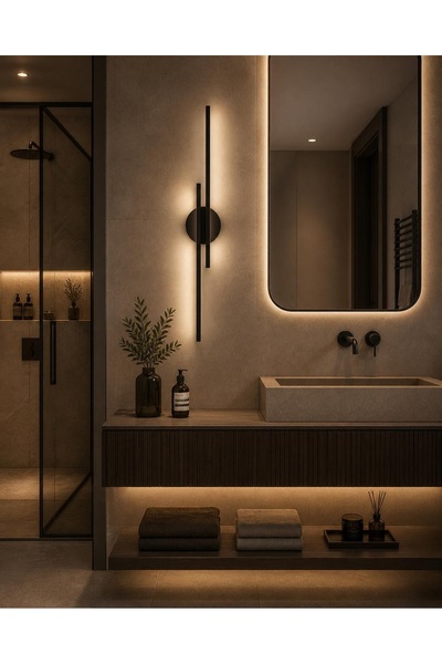 NEHİR HEDİYELİK EŞYA NEHİR Modern Siyah Dekoratif Günışığı Ledli Aplik