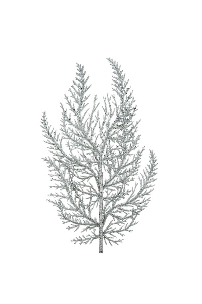 Zumzeria Ramură decorativă de Crăciun, ferigă cu sclipici argintiu, 47cm