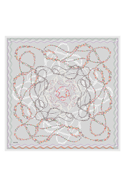 Aker Silver 90X90 Silk Cotton Scarf