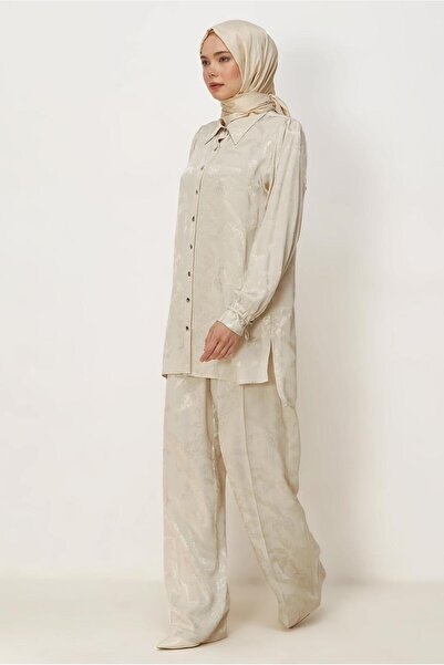 Alvina Shirt Collar Jacquard Suit 46568