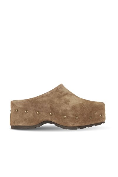BUENO Shoes Beige Suede Women's Wedge Heeled Slippers 39Wt4450
