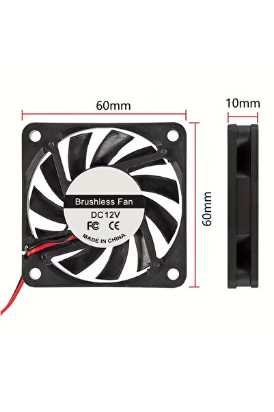 ROBİZ DC 12V Fan 60x60mm 6010 6x6cm 3500Rpm Soğutucu Kuluçka Ekran Kartı Cooler Peltier Printer Pc Cpu