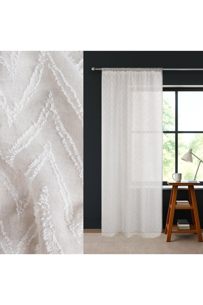 Zumzeria Perdea decorativă bej cu model în zig-zag și bandă 140x260cm