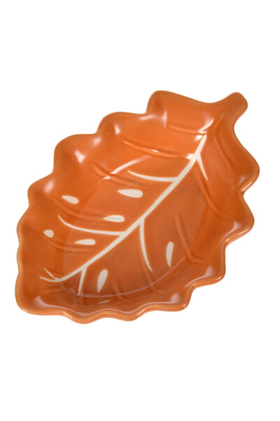 Zumzeria Orange Leaf-Shaped Ceramic Bowl Plate 15x10x3.5cm