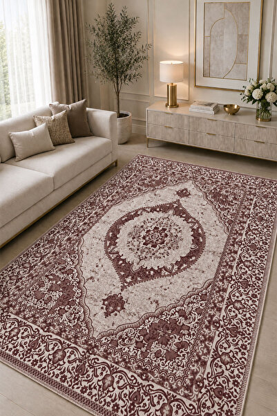 EBRUTESETTÜR Çift Taraflı Desenli Kilim Bordo