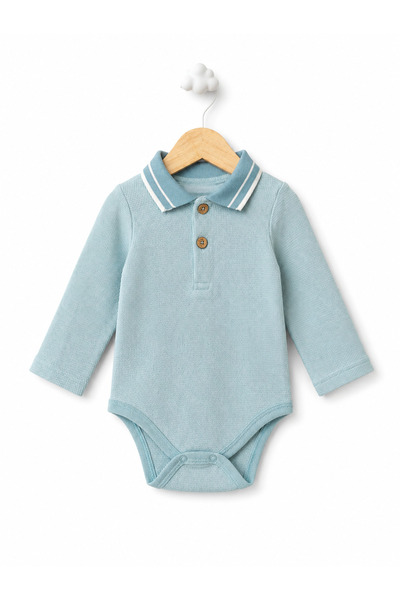 For My Baby بدلة أطفال بأكمام طويلة وياقة بولو مصنوعة من القطن بنسبة 100%