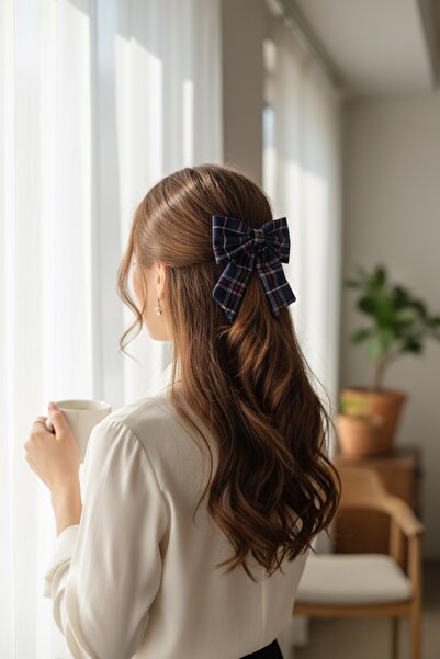 FAYRA ACCESSORIES Plaid Bow Buckle Scottish Fabric Automatic Buckle