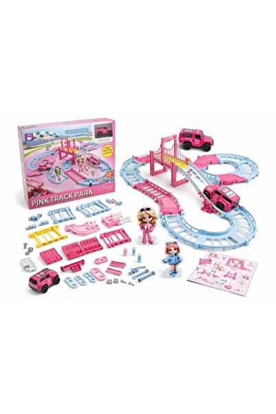 Toybox ألعاب مسارات سباق وردية مع أضواء وموسيقى للأطفال، مسارات مرنة للسيارات...