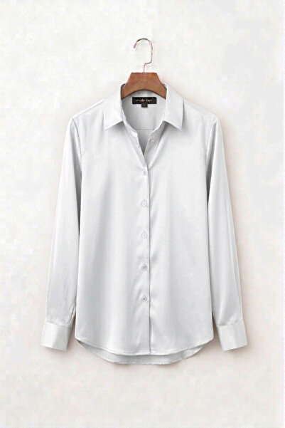 Arhizeyas Women's White Satin Shirt Long Sleeve Stylish Classic Office Casual...