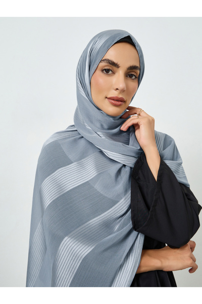 Take Two By Styli Grey Breathable Stretchy Pearl Chiffon Hijab