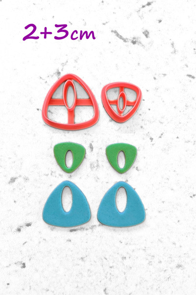 WE3D Triangle Earrings Polymer Clay Ceramic Dough Mold Set 2+3cm
