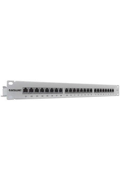 Intellinet Panou de patch-uri Cat6 cu 24 de porturi, ecranat STP, gri