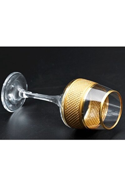 LAV LAL BAKARA DEKOR AYAKLI BARDAK Gold Kadeh Bardağı 6’Lı Set