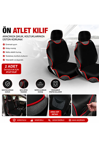 zifona Auto Athlete Seat Cover Black Red Piping for Front Seats