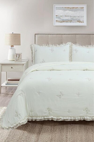 Çeyiz Diyarı Likya Fiber Filled Double 240X260 cm Bedspread Cream