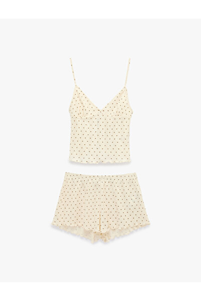 Koton Cotton Strap Shorts Polka Dot Pajama Set