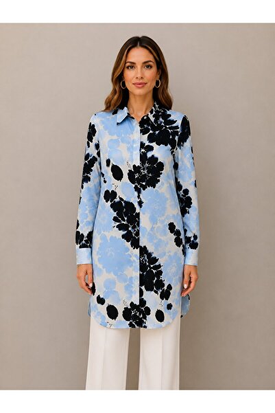 MAMAYAGA Women's Patterned Front Buttoned Stylish Viscose Plus Size Tunic Shi...